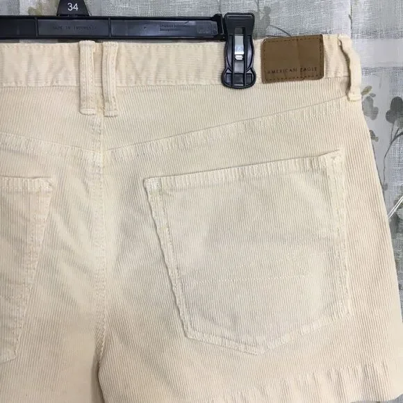 American Eagle Corduroy Shorts 12 Retro High Waist Stretch Beach Festival Boho - Picture 8 of 13